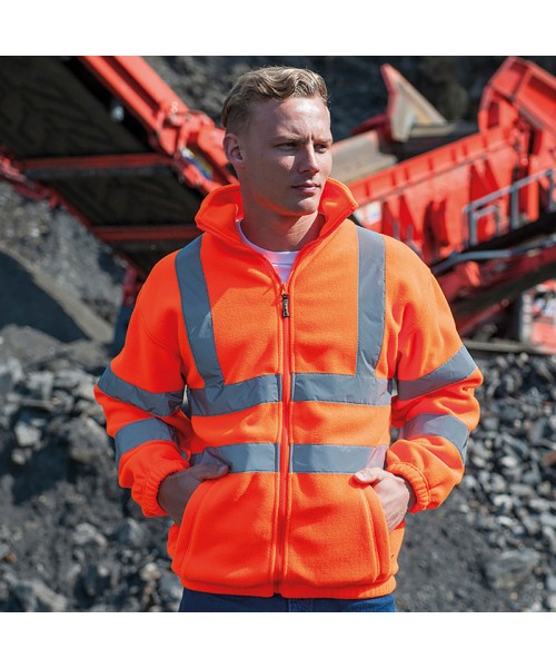 Plain High-visibility full zip fleece RTY 300 GSM